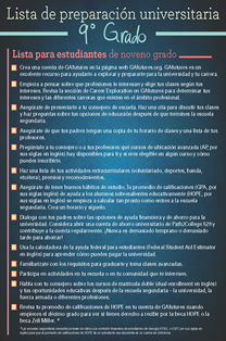 9th/10th Grade Checklist (Spanish)