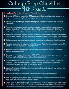9th Grade Checklist